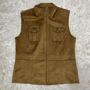 Lauren Ralph Lauren Vest Womens Large Brown Dry Goods Full Zip‎ Suede  Western